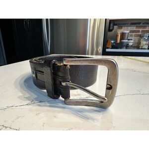 Fossil Pebbled Leather Belt 34 Italian Full Grain Cowhide Buckle Brown